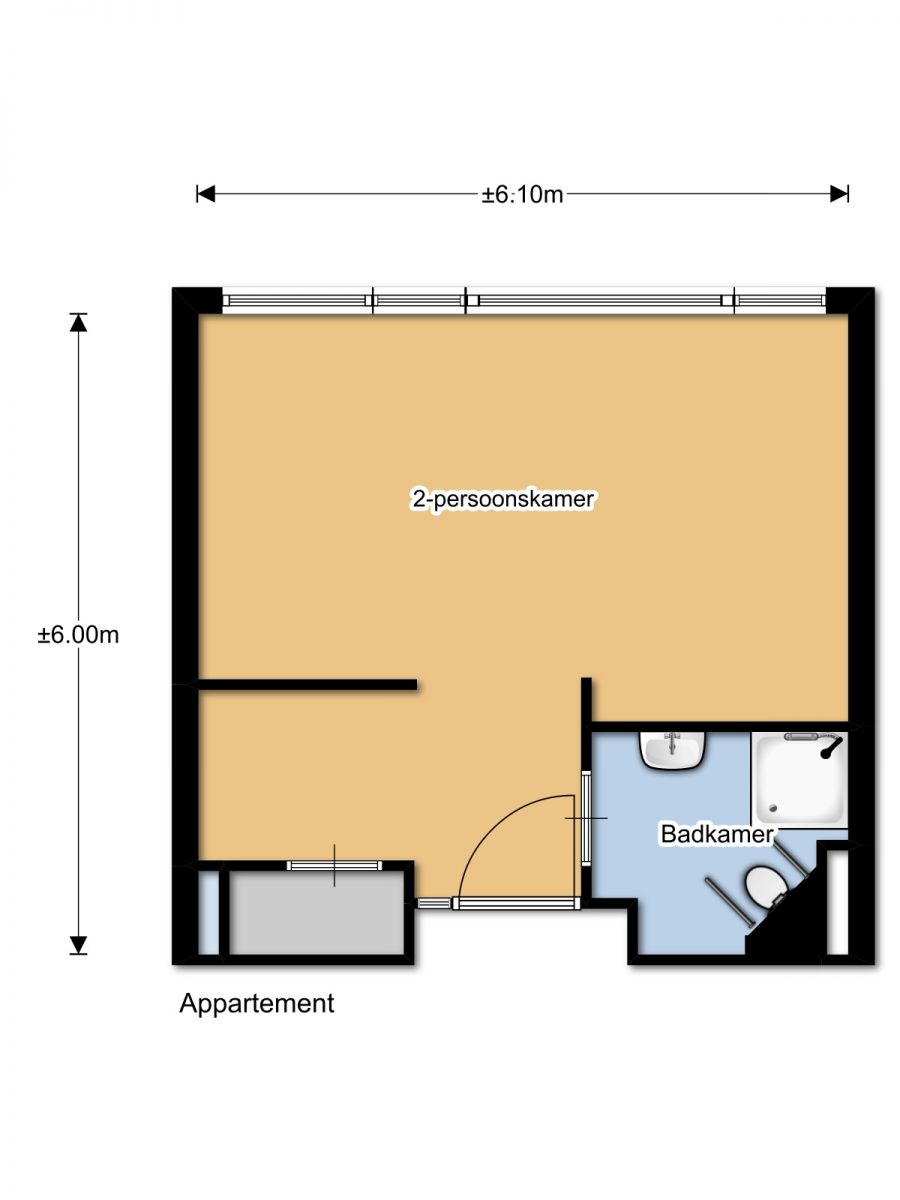 Appartement tweepersoonskamer WZH Het Anker