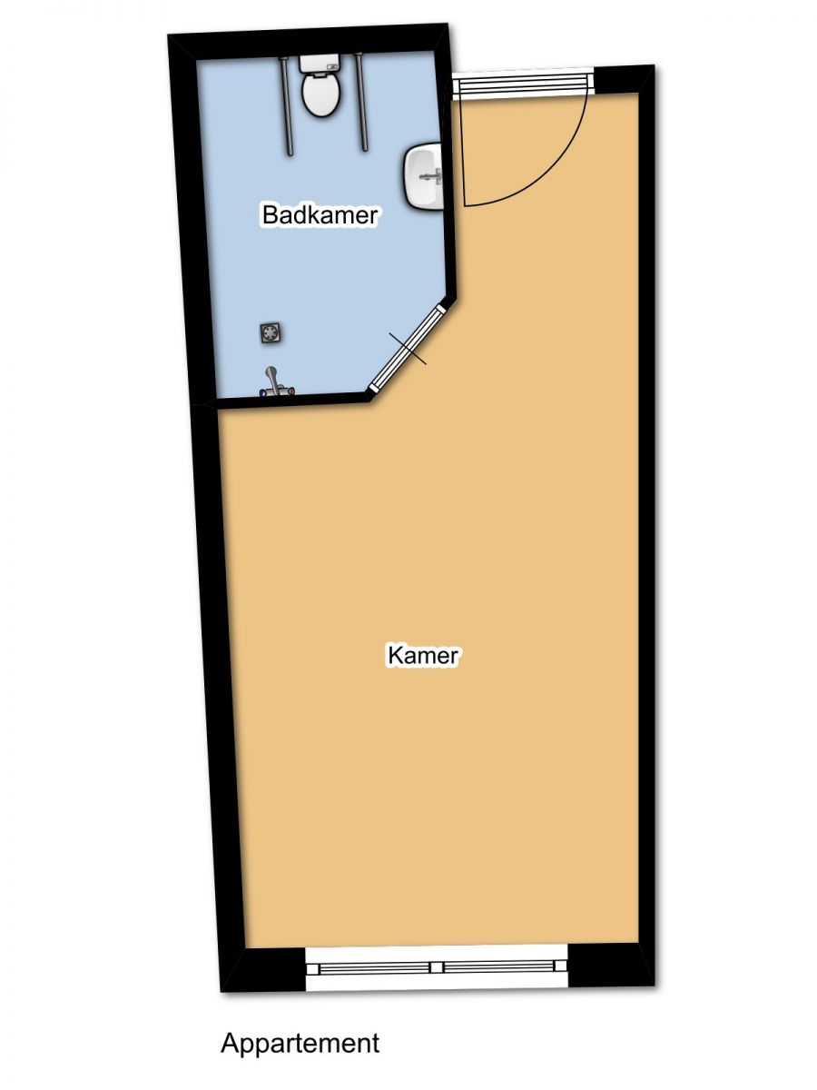 WZH Leilinde plattegrond eenpersoonskamer