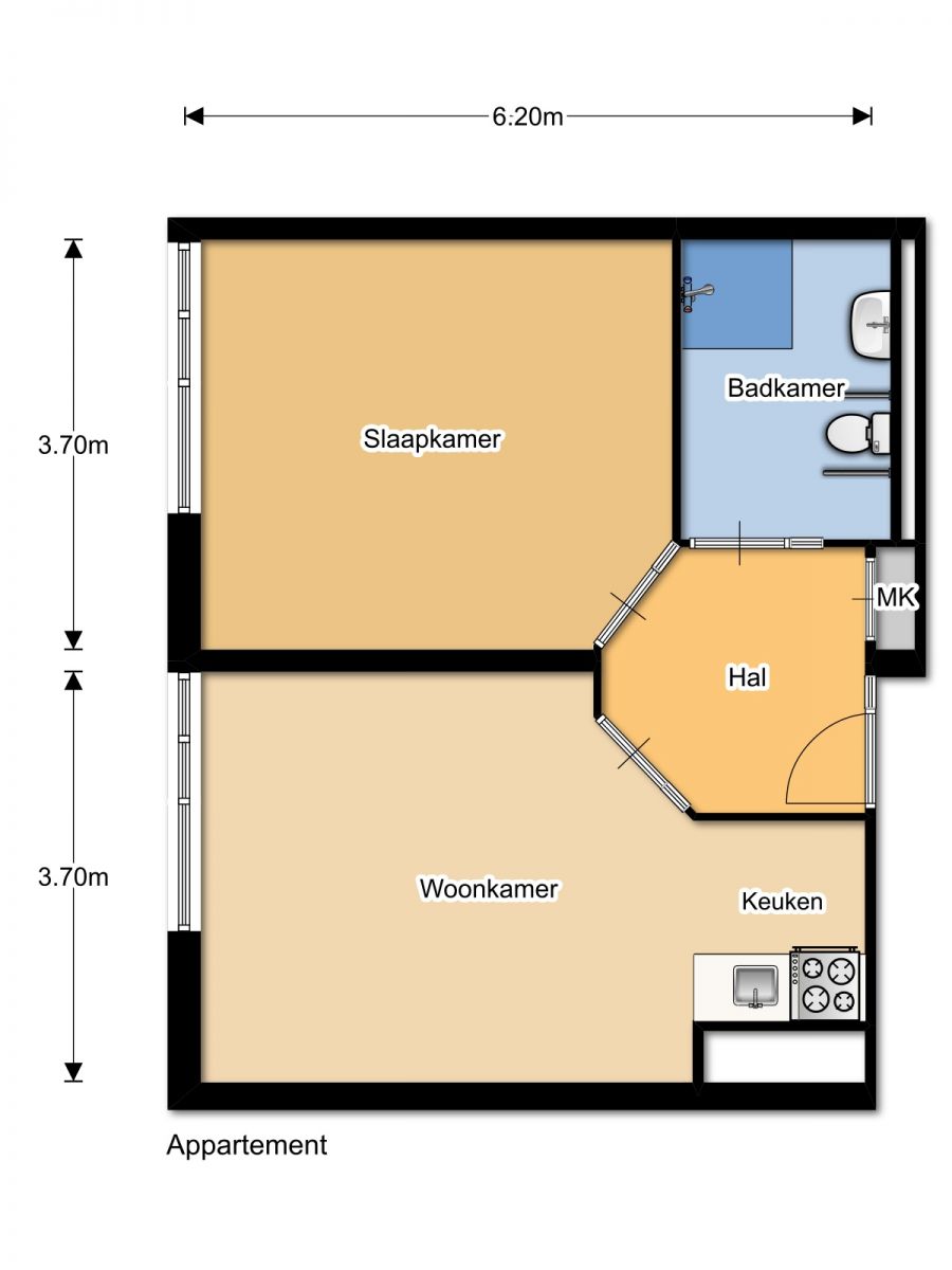 WZH Waterhof plattegrond appartement