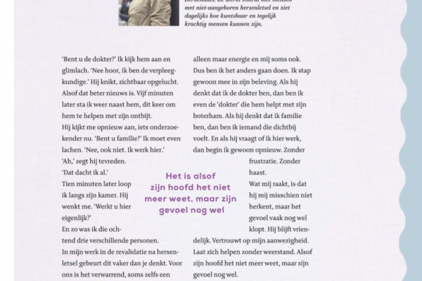 WZH trots op winnende Libelle-column van verpleegkundige Dessy